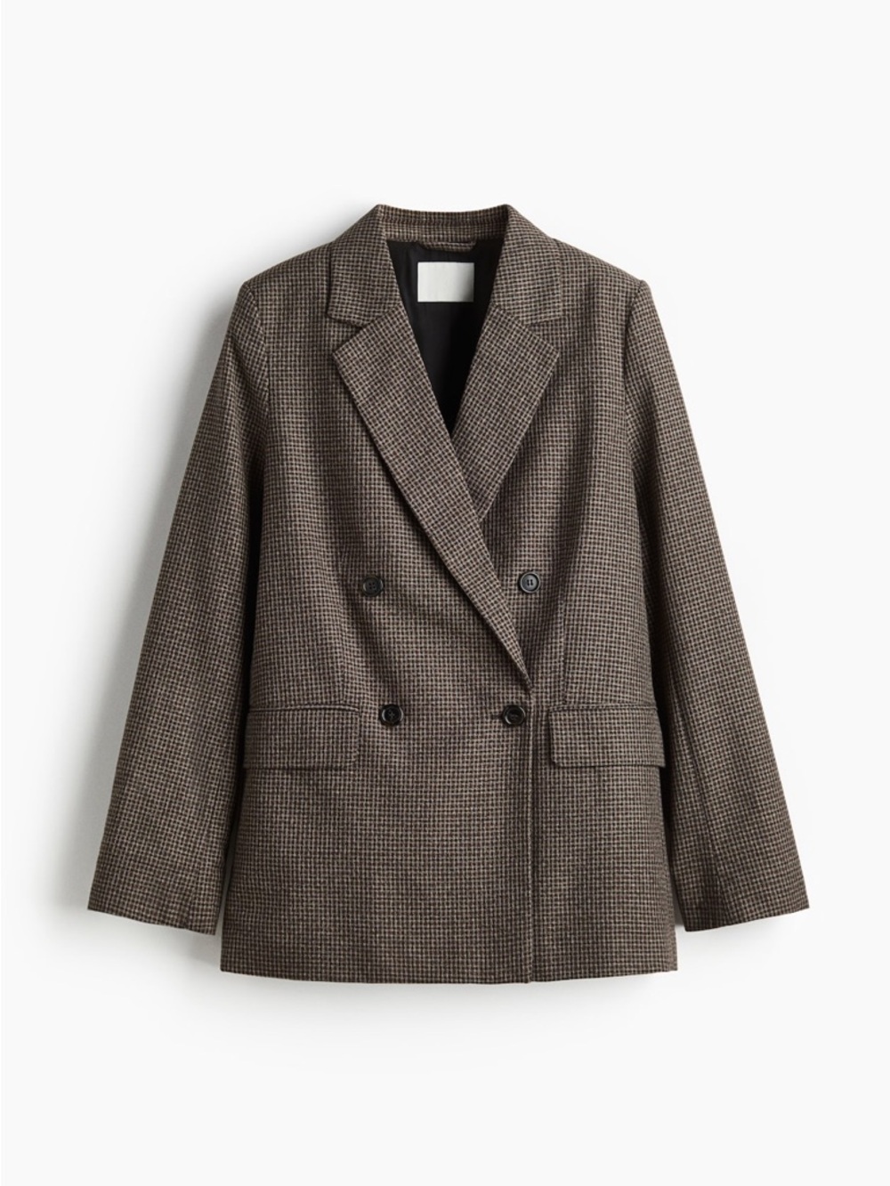H&M Women’s Double Breasted Blazer Jacket Academia in Brown Houndstooth XXL
